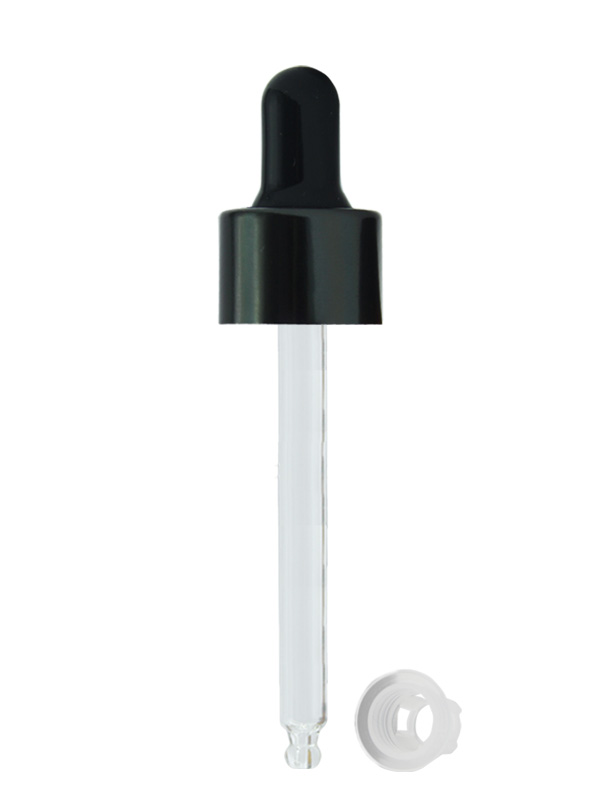 18MM Aluminum Dropper - Black-With Glass Tube And Silicon Rubber Teat And Wiper Plug